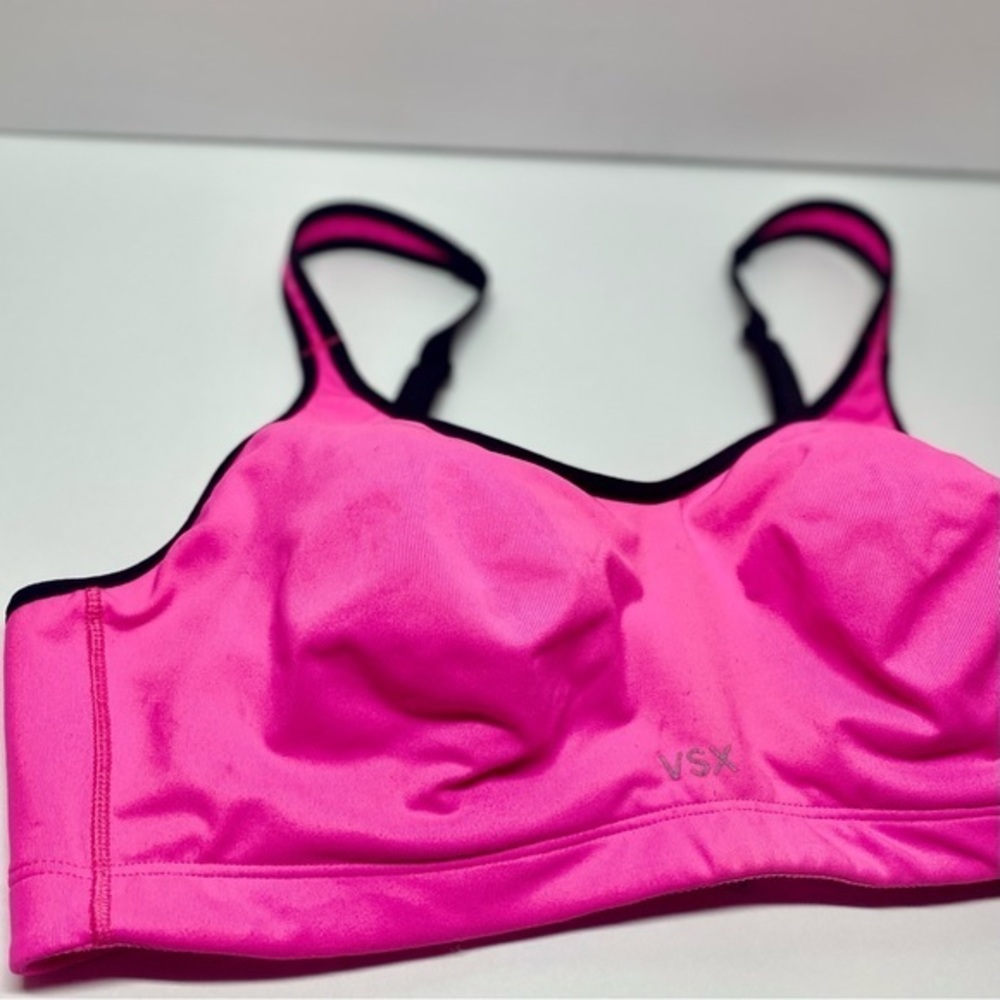 VS Sport Victoria Secrets Hot Pink Black Trim Sports Bra | 36C